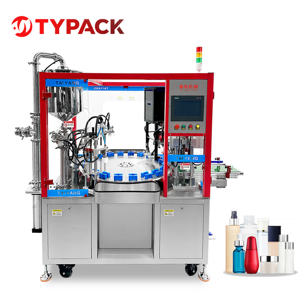 Pengisian turntable krim losyen dan mesin capping